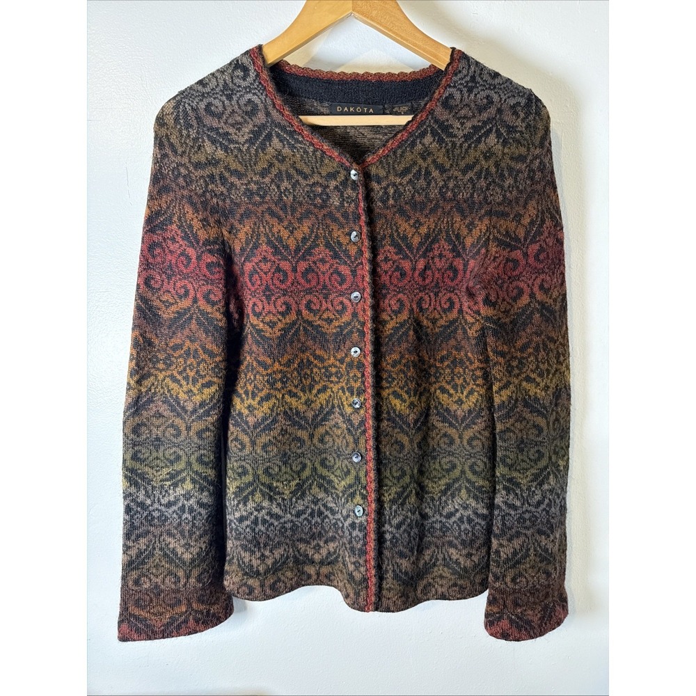 Dakota 100% alpaca Multicolor Womens Button Up Cardigan Sz S 90s Aesthetic